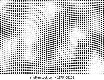 Abstract halftone wave dotted background. Halftone twisted grunge pattern, dot, circle.  Vector modern optical halftone pop art texture for poster, business card, cover, label mock-up, sticker layout