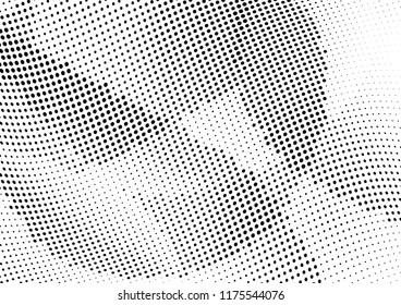 Abstract halftone wave dotted background. Halftone twisted grunge pattern, dot, circle.  Vector modern optical halftone pop art texture for poster, business card, cover, label mock-up, sticker layout