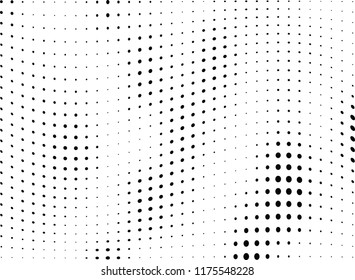 Abstract halftone wave dotted background. Halftone twisted grunge pattern, dot, circle.  Vector modern optical halftone pop art texture for poster, business card, cover, label mock-up, sticker layout