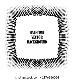 Abstract halftone wave dotted background. Halftone twisted grunge pattern, dot, circle.  Frame modern optical halftone pop art texture for poster, business card, cover, label mock-up, sticker layout