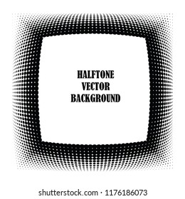 Abstract halftone wave dotted background. Halftone twisted grunge pattern, dot, circle.  Frame modern optical halftone pop art texture for poster, business card, cover, label mock-up, sticker layout