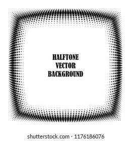 Abstract halftone wave dotted background. Halftone twisted grunge pattern, dot, circle.  Frame modern optical halftone pop art texture for poster, business card, cover, label mock-up, sticker layout