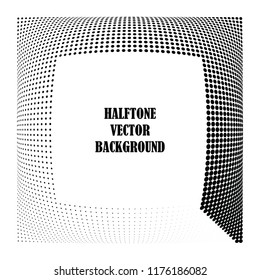 Abstract halftone wave dotted background. Halftone twisted grunge pattern, dot, circle.  Frame modern optical halftone pop art texture for poster, business card, cover, label mock-up, sticker layout