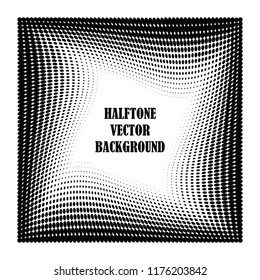 Abstract halftone wave dotted background. Halftone twisted grunge pattern, dot, circle.  Frame modern optical halftone pop art texture for poster, business card, cover, label mock-up, sticker layout