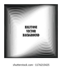 Abstract halftone wave dotted background. Halftone twisted grunge pattern, dot, circle.  Frame modern optical halftone pop art texture for poster, business card, cover, label mock-up, sticker layout
