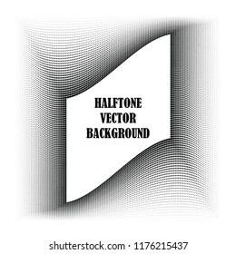 Abstract halftone wave dotted background. Halftone twisted grunge pattern, dot, circle.  Frame modern optical halftone pop art texture for poster, business card, cover, label mock-up, sticker layout