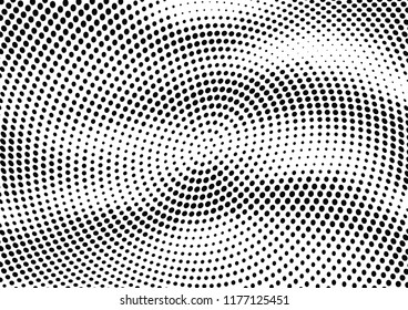 Abstract halftone wave dotted background. Halftone twisted grunge pattern, dot, circle.  Vector modern optical halftone pop art texture for poster, business card, cover, label mock-up, sticker layout