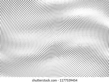 Abstract halftone wave dotted background. Halftone twisted grunge pattern, dot, circle.  Vector modern optical halftone pop art texture for poster, business card, cover, label mock-up, sticker layout