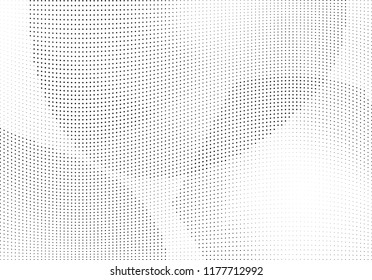 Abstract halftone wave dotted background. Halftone twisted grunge pattern, dot, circle.  Vector modern optical halftone pop art texture for poster, business card, cover, label mock-up, sticker layout