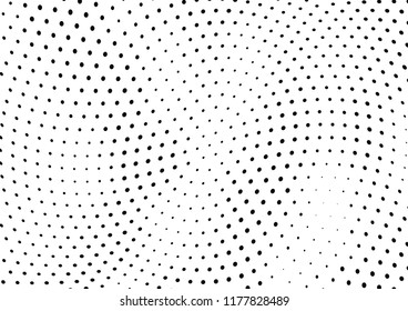 Abstract halftone wave dotted background. Halftone twisted grunge pattern, dot, circle.  Vector modern optical halftone pop art texture for poster, business card, cover, label mock-up, sticker layout