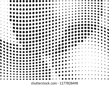 Abstract halftone wave dotted background. Halftone twisted grunge pattern, dot, circle.  Vector modern optical halftone pop art texture for poster, business card, cover, label mock-up, sticker layout