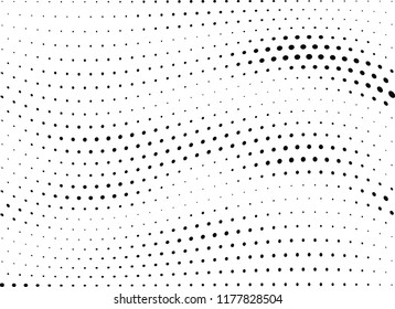 Abstract halftone wave dotted background. Halftone twisted grunge pattern, dot, circle.  Vector modern optical halftone pop art texture for poster, business card, cover, label mock-up, sticker layout
