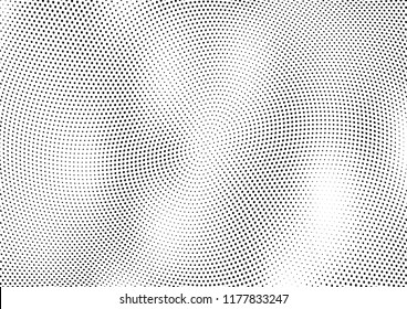 Abstract halftone wave dotted background. Halftone twisted grunge pattern, dot, circle.  Vector modern optical halftone pop art texture for poster, business card, cover, label mock-up, sticker layout