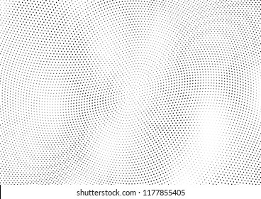 Abstract halftone wave dotted background. Halftone twisted grunge pattern, dot, circle.  Vector modern optical halftone pop art texture for poster, business card, cover, label mock-up, sticker layout