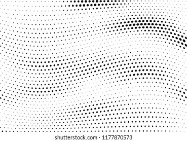Abstract halftone wave dotted background. Halftone twisted grunge pattern, dot, circle.  Vector modern optical halftone pop art texture for poster, business card, cover, label mock-up, sticker layout