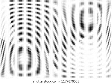 Abstract halftone wave dotted background. Halftone twisted grunge pattern, dot, circle.  Vector modern optical halftone pop art texture for poster, business card, cover, label mock-up, sticker layout