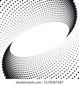 Abstract halftone wave dotted background. Futuristic twisted grunge pattern. Vector pop art texture for posters, business cards, cover, labels mock-up, stickers layout