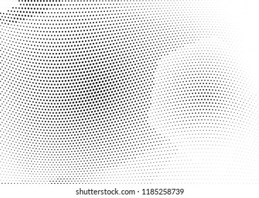 Abstract halftone wave dotted background. Halftone twisted grunge pattern, dot, circle.  Vector modern optical halftone pop art texture for poster, business card, cover, label mock-up, sticker layout