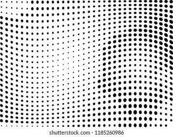 Abstract halftone wave dotted background. Halftone twisted grunge pattern, dot, circle.  Vector modern optical halftone pop art texture for poster, business card, cover, label mock-up, sticker layout