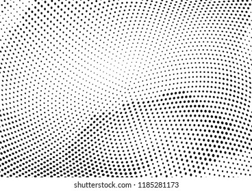 Abstract halftone wave dotted background. Halftone twisted grunge pattern, dot, circle.  Vector modern optical halftone pop art texture for poster, business card, cover, label mock-up, sticker layout