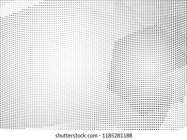Abstract halftone wave dotted background. Halftone twisted grunge pattern, dot, circle.  Vector modern optical halftone pop art texture for poster, business card, cover, label mock-up, sticker layout