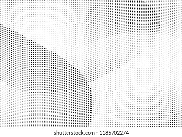 Abstract halftone wave dotted background. Halftone twisted grunge pattern, dot, circle.  Vector modern optical halftone pop art texture for poster, business card, cover, label mock-up, sticker layout