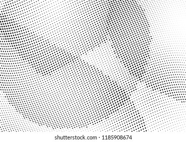 Abstract halftone wave dotted background. Halftone twisted grunge pattern, dot, circle.  Vector modern optical halftone pop art texture for poster, business card, cover, label mock-up, sticker layout