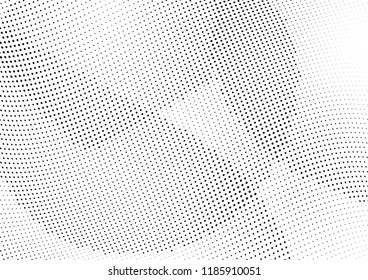 Abstract halftone wave dotted background. Halftone twisted grunge pattern, dot, circle.  Vector modern optical halftone pop art texture for poster, business card, cover, label mock-up, sticker layout