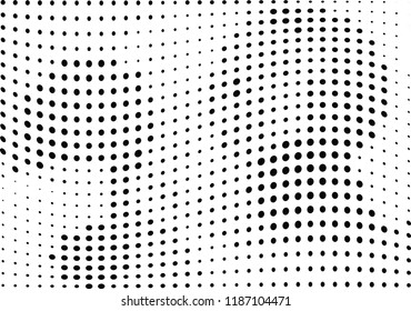 Abstract halftone wave dotted background. Halftone twisted grunge pattern, dot, circle.  Vector modern optical halftone pop art texture for poster, business card, cover, label mock-up, sticker layout