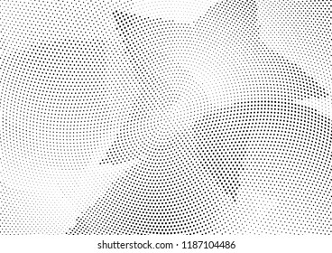 Abstract halftone wave dotted background. Halftone twisted grunge pattern, dot, circle.  Vector modern optical halftone pop art texture for poster, business card, cover, label mock-up, sticker layout