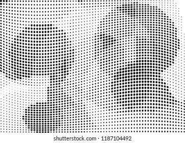 Abstract halftone wave dotted background. Halftone twisted grunge pattern, dot, circle.  Vector modern optical halftone pop art texture for poster, business card, cover, label mock-up, sticker layout
