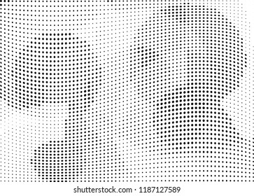 Abstract halftone wave dotted background. Halftone twisted grunge pattern, dot, circle.  Vector modern optical halftone pop art texture for poster, business card, cover, label mock-up, sticker layout