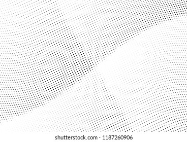 Abstract halftone wave dotted background. Halftone twisted grunge pattern, dot, circle.  Vector modern optical halftone pop art texture for poster, business card, cover, label mock-up, sticker layout