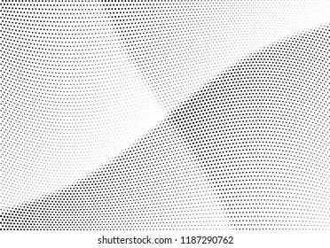 Abstract halftone wave dotted background. Halftone twisted grunge pattern, dot, circle.  Vector modern optical halftone pop art texture for poster, business card, cover, label mock-up, sticker layout