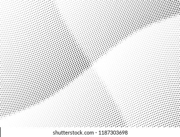 Abstract halftone wave dotted background. Halftone twisted grunge pattern, dot, circle.  Vector modern optical halftone pop art texture for poster, business card, cover, label mock-up, sticker layout