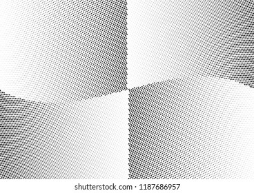 Abstract halftone wave dotted background. Halftone twisted grunge pattern, dot, circle.  Vector modern optical halftone pop art texture for poster, business card, cover, label mock-up, sticker layout