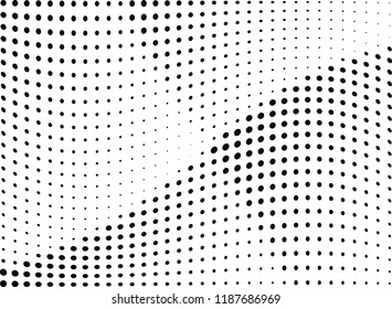 Abstract halftone wave dotted background. Halftone twisted grunge pattern, dot, circle.  Vector modern optical halftone pop art texture for poster, business card, cover, label mock-up, sticker layout