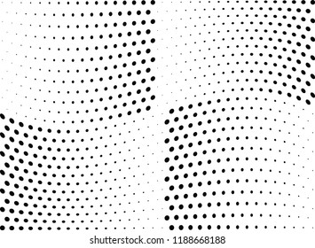 Abstract halftone wave dotted background. Halftone twisted grunge pattern, dot, circle.  Vector modern optical halftone pop art texture for poster, business card, cover, label mock-up, sticker layout