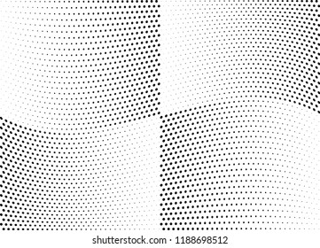 Abstract halftone wave dotted background. Halftone twisted grunge pattern, dot, circle.  Vector modern optical halftone pop art texture for poster, business card, cover, label mock-up, sticker layout