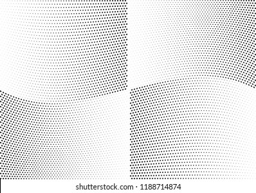 Abstract halftone wave dotted background. Halftone twisted grunge pattern, dot, circle.  Vector modern optical halftone pop art texture for poster, business card, cover, label mock-up, sticker layout