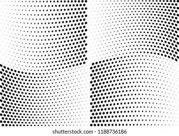 Abstract halftone wave dotted background. Halftone twisted grunge pattern, dot, circle.  Vector modern optical halftone pop art texture for poster, business card, cover, label mock-up, sticker layout