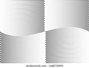 Abstract halftone wave dotted background. Halftone twisted grunge pattern, dot, circle.  Vector modern optical halftone pop art texture for poster, business card, cover, label mock-up, sticker layout