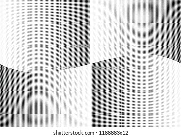 Abstract halftone wave dotted background. Halftone twisted grunge pattern, dot, circle.  Vector modern optical halftone pop art texture for poster, business card, cover, label mock-up, sticker layout