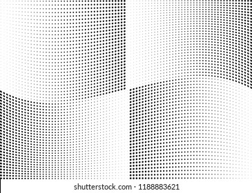 Abstract halftone wave dotted background. Halftone twisted grunge pattern, dot, circle.  Vector modern optical halftone pop art texture for poster, business card, cover, label mock-up, sticker layout