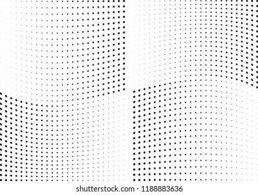 Abstract halftone wave dotted background. Halftone twisted grunge pattern, dot, circle.  Vector modern optical halftone pop art texture for poster, business card, cover, label mock-up, sticker layout