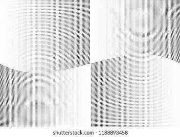 Abstract halftone wave dotted background. Halftone twisted grunge pattern, dot, circle.  Vector modern optical halftone pop art texture for poster, business card, cover, label mock-up, sticker layout