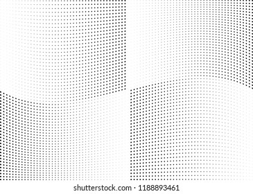 Abstract halftone wave dotted background. Halftone twisted grunge pattern, dot, circle.  Vector modern optical halftone pop art texture for poster, business card, cover, label mock-up, sticker layout
