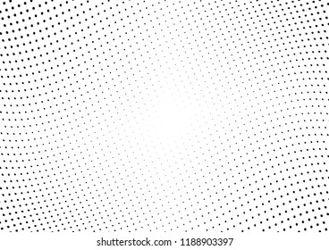 Abstract halftone wave dotted background. Halftone twisted grunge pattern, dot, circle.  Vector modern optical halftone pop art texture for poster, business card, cover, label mock-up, sticker layout