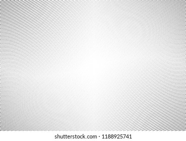 Abstract halftone wave dotted background. Halftone twisted grunge pattern, dot, circle.  Vector modern optical halftone pop art texture for poster, business card, cover, label mock-up, sticker layout