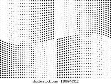 Abstract halftone wave dotted background. Halftone twisted grunge pattern, dot, circle.  Vector modern optical halftone pop art texture for poster, business card, cover, label mock-up, sticker layout